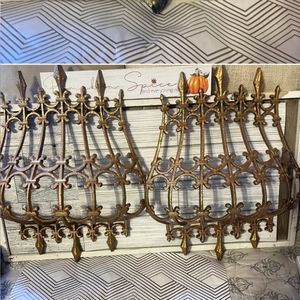 Pair Burwood Gold Cage Wall Hanging Hollywood Regency Planters Mid Century Vtg.